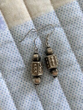 Silver Beaded Drop Earrings